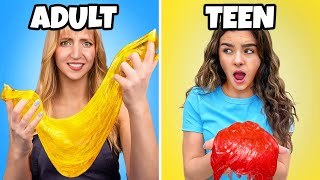 ADULTS VS TEENS SLIME CHALLENGE [upl. by Spillar]