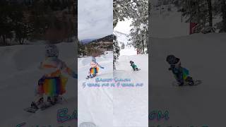 Banked Slalom PROGRESSION 5 years old vs 7 years old snowboarding [upl. by Yuria949]