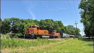 TP35  BNSF Oil Tank Freight Train  Northbound  103 Cars  GE C449W Locomotives  6514 amp 6785 [upl. by Mello348]