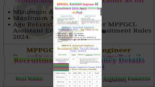 MPPGCL Assistant Engineer AE Recruitment 2024 Apply Online for 44 Post [upl. by Oigaib]