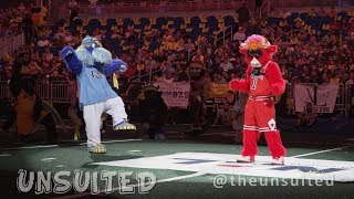 EPIC Benny the Bull vs Raymond DANCE OFF at the 2019 Celebrity Mascot Games [upl. by Neeoma]