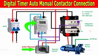 Digital Timer Auto Manual Magnetic Contactor Connection cad eee more [upl. by Hobie407]