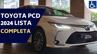 CARROS TOYOTA PCD 2024  LISTA COMPLETA COM ISENÇÕES [upl. by Fraser]