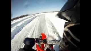 Manitoba Motorcycle Ice Racing David Bezilla  crf450r Honda [upl. by Yekram]