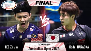 FINAL  LEE Zii Jia MAS vs Kodai NARAOKA JPN  Australian Open 2024 Badminton [upl. by Eylloh202]