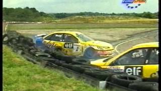 BTCC Joachim Winkelhock Alain Menu amp Will Hoy Thruxton 1996 mass crash on first lap [upl. by Autum]