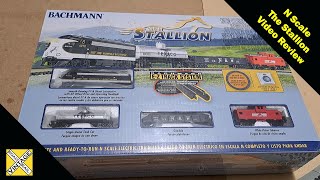 Review and Unboxing Bachmann The Stallion N Scale Train Set Norfolk and Southern F7 [upl. by Eidnas46]