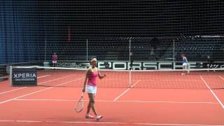 Anastasia Pivovarova service  return game vs Annika Beck  Porsche Tennis Grand Prix 2012 [upl. by Katz624]