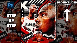 Sports Graphic Design Tutorial  Free PSD  Portland Trailblazers Social Media  Adobe Photoshop [upl. by Acenahs]