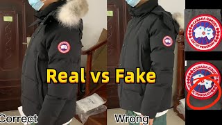 Real vs Fake Canada Goose Wyndham Parka Black Lable [upl. by Radloff984]