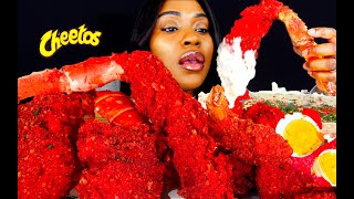 KING CRAB SEAFOOD BOIL MUKBANG  HOT CHEETOS TAKIS  SEAFOOD  MUKBANG  CHEESE SAUCE  ASMR EATING [upl. by Kcirttap937]