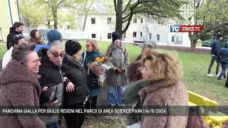 PANCHINA GIALLA PER GIULIO REGENI NEL PARCO DI AREA SCIENCE PARK  14112024 [upl. by Htiekel89]