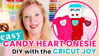 DIY Valentines Day Candy Heart Onesie with a Cricut Joy  Cricut Joy Baby Project for Beginners [upl. by Locke]