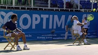 Exclusive tennis match crazy doubles with Bahrami Noah Leconte and Cash [upl. by Elcarim285]