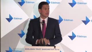 Edelman Trust Barometer 2016 David Milibands Trust Lecture [upl. by Sabba]