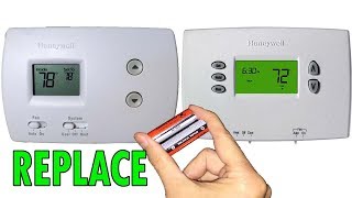 Honeywell thermostat battery replacement if thermostat doesnt work AC wont turn on [upl. by Rexana267]