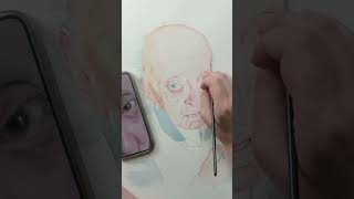 Aquarelle PORTRAIT papy aquarelle painting aquarelleportrait portraitpainting watercolor [upl. by Atinna756]