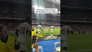 Funny moment Tchouaméni SLAPS Rudiger after Jude Bellingham late winner realmadrid [upl. by Mok]