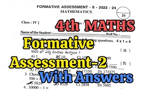 4th Class FA2 MATHS 💯💯Full Question Paper with Answer Key🗝️previous year  4th 💯Fa2 MATHS key🗝️ [upl. by Airda]