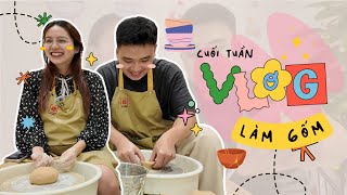 Vlog MỘT NGÀY CUỐI TUẦN Làm gốm Lần đầu ra sân cổ vũ Dũng đá bóng [upl. by Ahsenek]