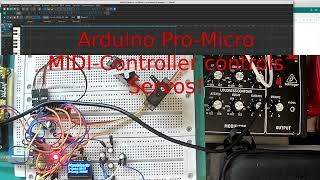 Synthesizer  Electronic  Arduino Pro Micro controlled by MidiUSB to rotate twoup to fourservos [upl. by Quintana]