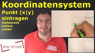 Koordinatensystem  Punkt xy eintragen  Mathematik  ganz einfach erklärt  Lehrerschmidt [upl. by Sanfo393]