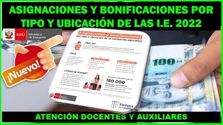 ASIGNACIONES Y BONIFICACIONES PARA DOCENTES Y AUXILIARES POR TIPO Y UBICACION DE LA IEMINEDU 2022 [upl. by Otsedom428]