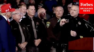 Crowd Cheers After Trump Invites Sheriff To Announce Zero Ballot Drop Boxes In Dodge County WI [upl. by Bauske494]