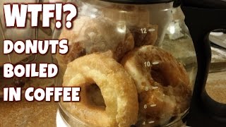 WTF Eating Donuts Boiled in Coffee For Science  FreakEating Weird Foods [upl. by Kiele454]