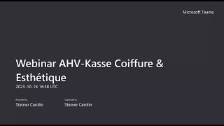 Coiffure Suisse Webinar AHV Kasse Coiffure amp Esthétique [upl. by Enelyt]