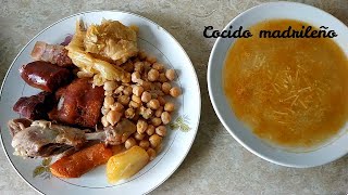 Cocido madrileño completo  en olla express  parada y fonda [upl. by Suolhcin]