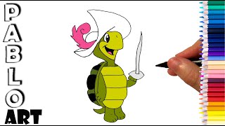 How to Draw Touche Turtle  Learn to Draw step by step [upl. by Adnilev]