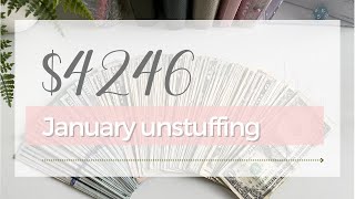 🥑 Monthly Cash Unstuffing 4246  January 2024  Single Income [upl. by Eedia950]