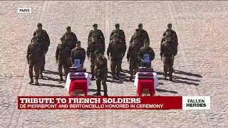 Tribute to French soldiers coffins are taken away as band sings [upl. by Kerrison]