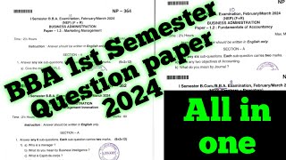 BBA 1st Semester Question Paper 2024 All in one English language Marketing Management [upl. by Gertrudis]