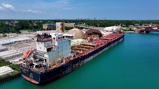 Salt Steel amp Wood 3 Ships Unloading at Calumet Harbor [upl. by Suiramed237]