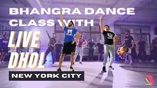 Bhangra Dance Class on DHOL BEATS  Punjabi Folk Dance  New York City  Lavesh Pritmani amp Dholi Ram [upl. by Bramwell]