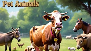 Pet Animals Name in English Domestic Animals Video for kids  How to read Animals Name  Dog [upl. by Enella]