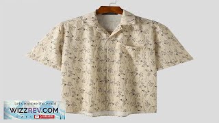 INCERUN Men Printing Shirt Summer Lapel Apricot Shirts Button Short Sleeve Top Review [upl. by Odlamur]