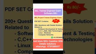 BEL Trainee Engineer Exam For Software SBU  Important Question and solution  bel exam [upl. by Reine]