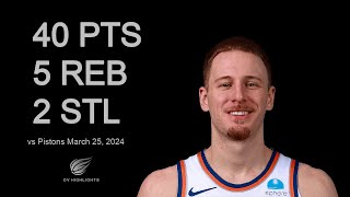 Donte DiVincenzo vs Pistons 40 pts 5 reb 2 stl  March 25 2024 [upl. by Alithea]