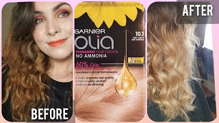 Using Blonde Dye as a Toner  Garnier Olia 101 Very Light Ash Blonde [upl. by Jos643]