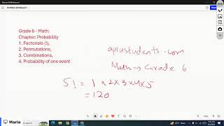 Grade 6  Math Factorials  Permutations Combinations Probability of one event [upl. by Criswell303]