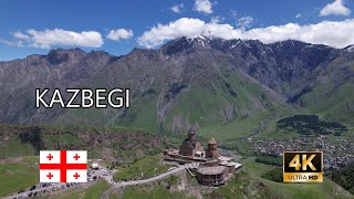 Gergeti Trinity Church  Kazbegi MtskhetaMtianeti Georgia  4K DJI Air2S Drone Footage [upl. by Shirk]