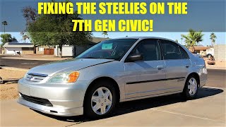 FIXING THE STEELIES on the 7TH GEN CIVIC project es1 modded 2002 honda civic lx [upl. by Rush264]