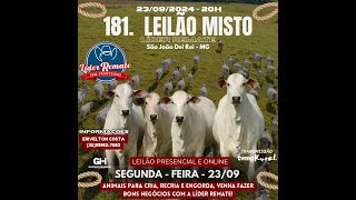 181º Leilão presencial Líder Remate  SÃO JOÃO DEL REITIRADENTES  MG 🐄 [upl. by Orren]