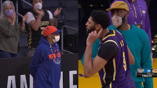 Anthony Davis and LeBron James trolling Spike Lee 🤭 Lakers vs Knicks [upl. by Heidi]