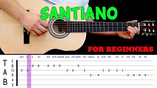 SANTIANO  Easy guitar melody lesson for beginners with tabs  Hugues Aufray [upl. by Oilut]