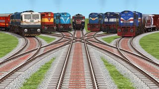 7️⃣ TRAINS CROSSING ON BUMPY RAILROAD TRICKS CORVED BRANCHED RAILROAD TRACKStrain game [upl. by Aisekal]