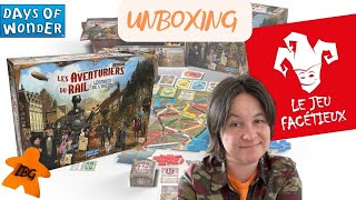 Les Aventuriers du Rail Legacy Légendes de lOuest unboxing avec Nicolas Le Jeu Facétieux [upl. by Eleira]